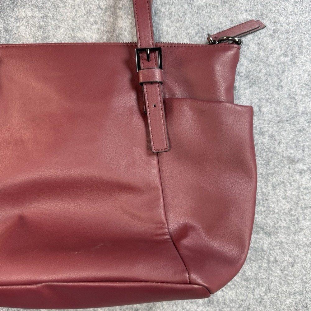 Simply Vera Vera Wang Purse Double Strap Zip Close Shoulder Bag Maroon Tote - Picture 4 of 15